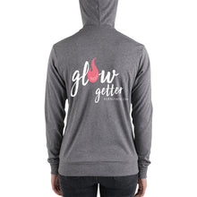 Load image into Gallery viewer, Lightweight zip hoodie (Glow Getter logo on back)
